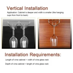 35 cm dubbelradig vinglashållare i rostfritt stål, hängande hylla för bar, kök