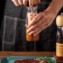 20,5 cm Retro Trä Manuell Justerbar Kvarn för Peppar, Salt, Kryddor - Kaffefärgad