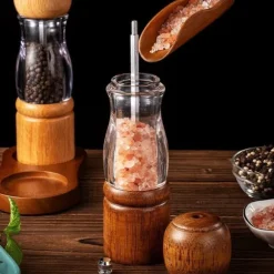 20,5 cm Retro Trä Manuell Justerbar Kvarn för Peppar, Salt, Kryddor - Kaffefärgad