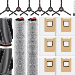 17 Delars Tillbehörssats Kompatibel med Eufy RoboVac E28 Omni/E25 Omni - Huvudborstar, Sidoborstar, Dammpåsar