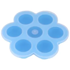 7 Hål Silikon Äggform Återanvändbar Förvaringsbehållare Barnmat Frysbrickor med Lock Blå