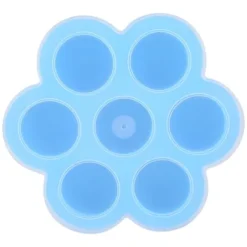 7 Hål Silikon Äggform Återanvändbar Förvaringsbehållare Barnmat Frysbrickor med Lock Blå