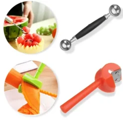 80 i 1 bärbar grönsaksmat Fruktgravör Kökssnideriverktygssats med påse