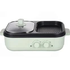 2 i 1 Elektrisk Multikokare, Justerbar Temperaturkontroll, Stilren Design,EU, Grön