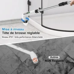 7 i 1 elektrisk rengöringsborste - kraftfull rengöring - dubbel hastighet med förlängningsarm för kök, bil, kakel,