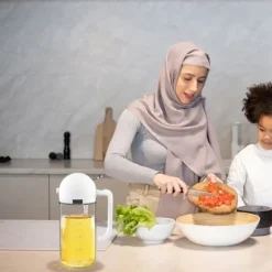 2 i 1 glasoljespruta olivolja dispenser Press typ dispenser för matlagning kök grill