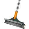 3 i 1 golvskurborste med långt handtag 120° roterande dusch golvskrubber Hushållsrengöringsborste för badrumskök
