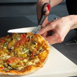 2 i 1 pizzasax Blad i rostfritt stål med lyft och mjukt handtag - 27,5 x 8 cm - Pizzaskärare Pizzaskärare för ren skärning av pizza Flammkuchen