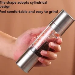 2 i 1 salt- och pepparkvarn - justerbar manuell keramisk kvarn i rostfritt stål