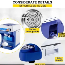 120 kg/h 250W kommersiell helautomatisk israkapparat med behållare, justerbar isfinhet, genomtänkta detaljer, lätt att använda