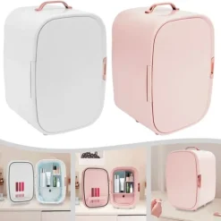 12 L mini sminkkyl, kosmetikkyl med kyl- och värmefunktion, för hem och bil, elfenbensfärgad