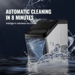 33 lbs/dag 130W bärbar elektrisk ismaskin med isskopa/iskorg, justerbar isbitsstorlek, bra isoleringsteknik, självrengörande, lågt ljud