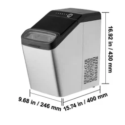 33 lbs/dag 130W bärbar elektrisk ismaskin med isskopa/iskorg, justerbar isbitsstorlek, bra isoleringsteknik, självrengörande, lågt ljud