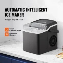 26 lbs/dag 105W bärbar ismaskin, justerbar isbitsstorlek, avancerad isoleringsteknik, högkvalitativ kompressor, självrengörande