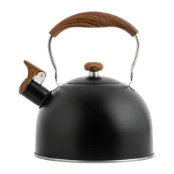 2,5 liter visselvattenkokare, Svart tekanna, kompatibel med gas- och induktionshällar, kan vissla