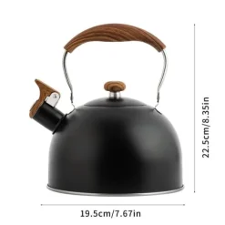 2,5 liter visselvattenkokare, Svart tekanna, kompatibel med gas- och induktionshällar, kan vissla