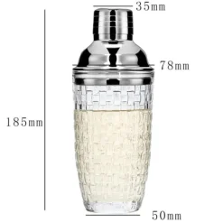 385 ml Cocktail Shaker vävd textur glas + lock i rostfritt stål Cup
