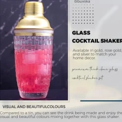 385 ml Cocktail Shaker vävd textur glas + lock i rostfritt stål Cup