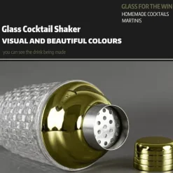 385 ml Cocktail Shaker vävd textur glas + lock i rostfritt stål Cup