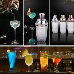 385 ml Cocktail Shaker vävd textur glas + lock i rostfritt stål Cup