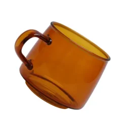 350 ml kaffekopp i glas Kristall kaffemugg med handtag hög temperaturbeständighet för hem och CafeAmber