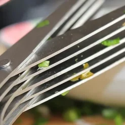 1 par multifunktions kökssax i rostfritt stål med 5-3 blad och lock för att skära örter och grönsaker[433]