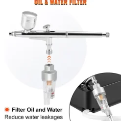 0-30 psi dubbelverkande airbrush kit för snacks/tårtdekorering, 3 lägen, bekväm automatisk start/stopp, effektiv olje- och vattenfiltrering