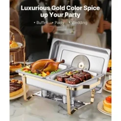 4 Qt 2-pack Rektangulär Skavskål Bufféset, Halvstorlek Pan, Rostfritt Stål