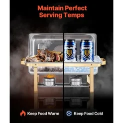 4 Qt 2-pack Rektangulär Skavskål Bufféset, Halvstorlek Pan, Rostfritt Stål