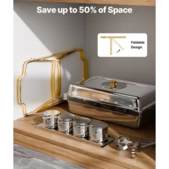 4 Qt 2-pack Rektangulär Skavskål Bufféset, Halvstorlek Pan, Rostfritt Stål