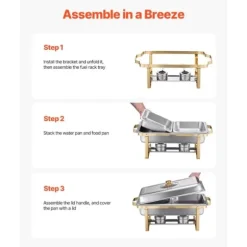 4 Qt 2-pack Rektangulär Skavskål Bufféset, Halvstorlek Pan, Rostfritt Stål