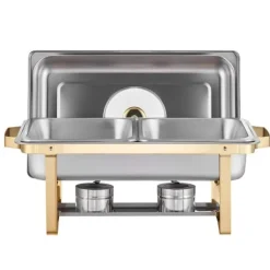 4 Qt 2-pack Rektangulär Skavskål Bufféset, Halvstorlek Pan, Rostfritt Stål