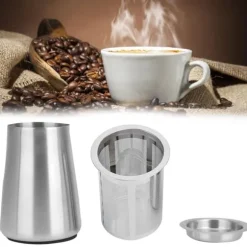 304 rostfritt stål finmaskigt kaffepulverfilter silbehållare kaffetillbehör