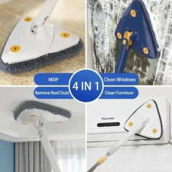 360° roterbar triangelmopp för effektiv golvrengöring Justerbart handtag Hem Fönsterrengöringsverktyg