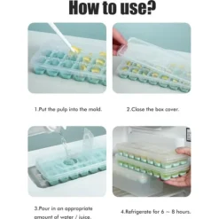 24 rutnät iskubbricka med lock täckta iskubbrickor Inget spill Ice Cube Box Silikon Ice Cube Maker bricka