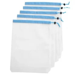 15 st. 3 storlekar dragskonätpåsar återanvändbara diverse leksaksfrukter och grönsaker förvaringsstans