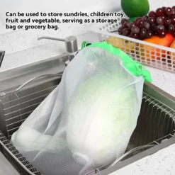 15 st. 3 storlekar dragskonätpåsar återanvändbara diverse leksaksfrukter och grönsaker förvaringsstans