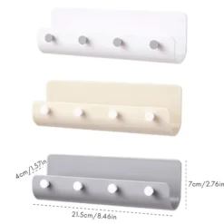 1 st ABS nyckelhängare vägghängande förvaringskrok ställ gör-det-själv-organisatör 4 krokar förvaringshylla hängande krokar