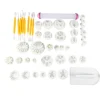 46 st Blomma Fondant Kaka Sockerpyssel Dekoreringskit Utstickare Verktyg Form Set