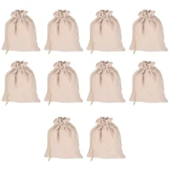 10 st bomullslinnepåse Liten förvaringsväska med dragsko 9 X 6,7 tum Återanvändbar förvaringspåse för brödblommor