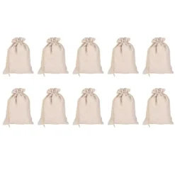 10 st bomullslinnepåse Liten förvaringsväska med dragsko 9 X 6,7 tum Återanvändbar förvaringspåse för brödblommor