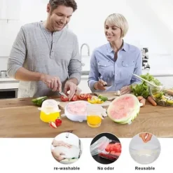 6 st Couvercle alimentaire extensible en silicone Couvercle Conservation des aliments Réutilisable