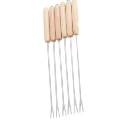 6 st fonduegafflar i rostfritt stål Ostfonduepinnar Smore-pinnar med trähandtag Värmebeständig för chokladost