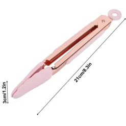 1 st. grilltång i rostfritt stål, non-stick, köttklämma med upphängningshål (rosa)