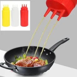 3 st 3-håls pressflaska med lock för salladsdressing, såser, ketchup