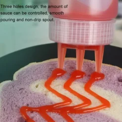 3 st 3-håls pressflaska med lock för salladsdressing, såser, ketchup