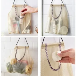 3 st hängande nätförvaringspåsar för frukt för potatis, lök, grönsaker, återanvändbara nätförvaringspåsar