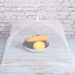 2 st hushållsparaply vikbart matmåltidsförvaringsnät tält kökstillbehör nätkant vit 43x43cm