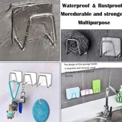 5 st kökssvamphållare, självhäftande svamphållare, vattentät svamphållare i rostfritt stål, för kökstillbehör