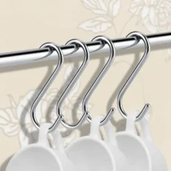 4 st kraftiga S-formade rostfria krok för badrum, kök, kläder, hattar